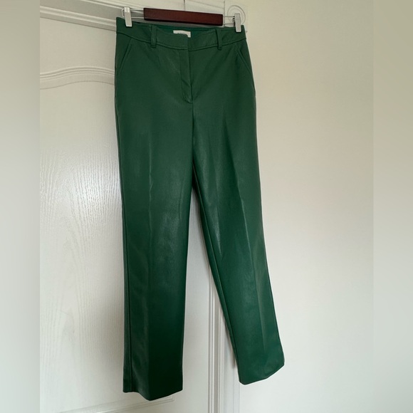 Babaton vegan leather straight leg pants size 8, deep green - Picture 1 of 1